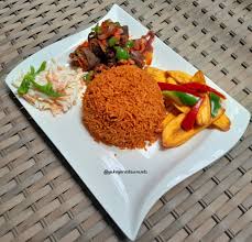 Goat meat Rice, salad, plantain 